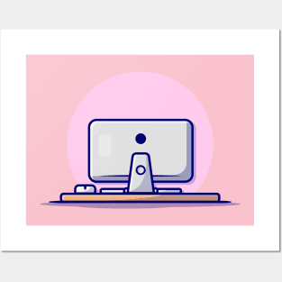 Computer Desktop With Mouse Cartoon Vector Icon Illustration (3) Posters and Art